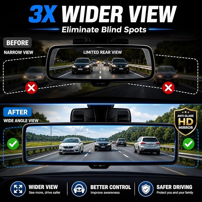 Universal Wide Angle Rear View Mirror